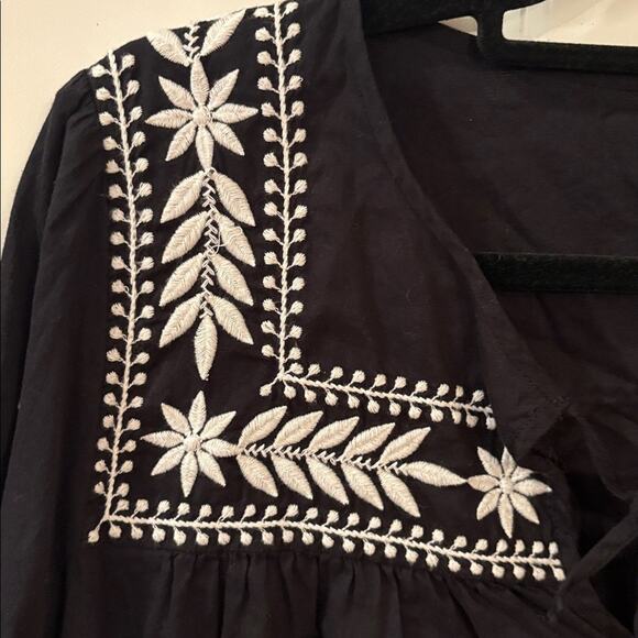 J. Crew Voile Embroidered Black with White Blouse Size S - Picture 6 of 11